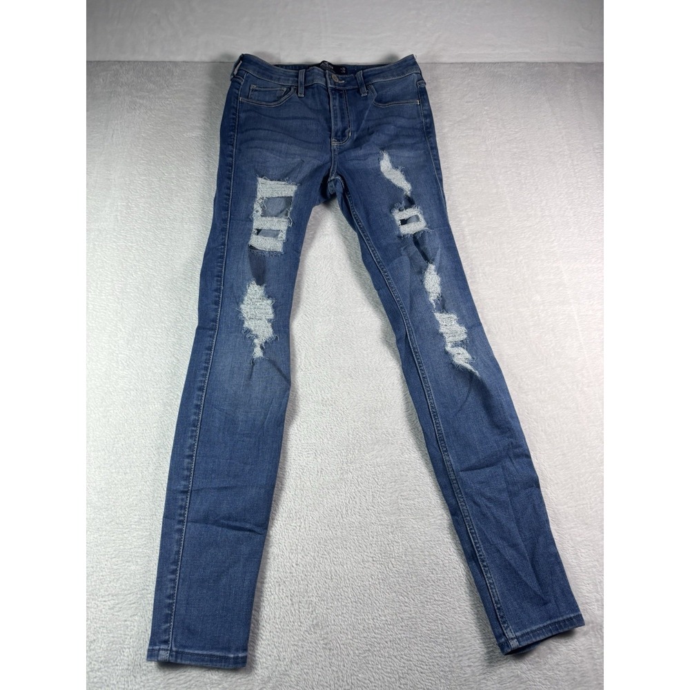 Hollister High-Rise Super Skinny Soft Stretch Jeans W26 L29 Blue Distressed 3R